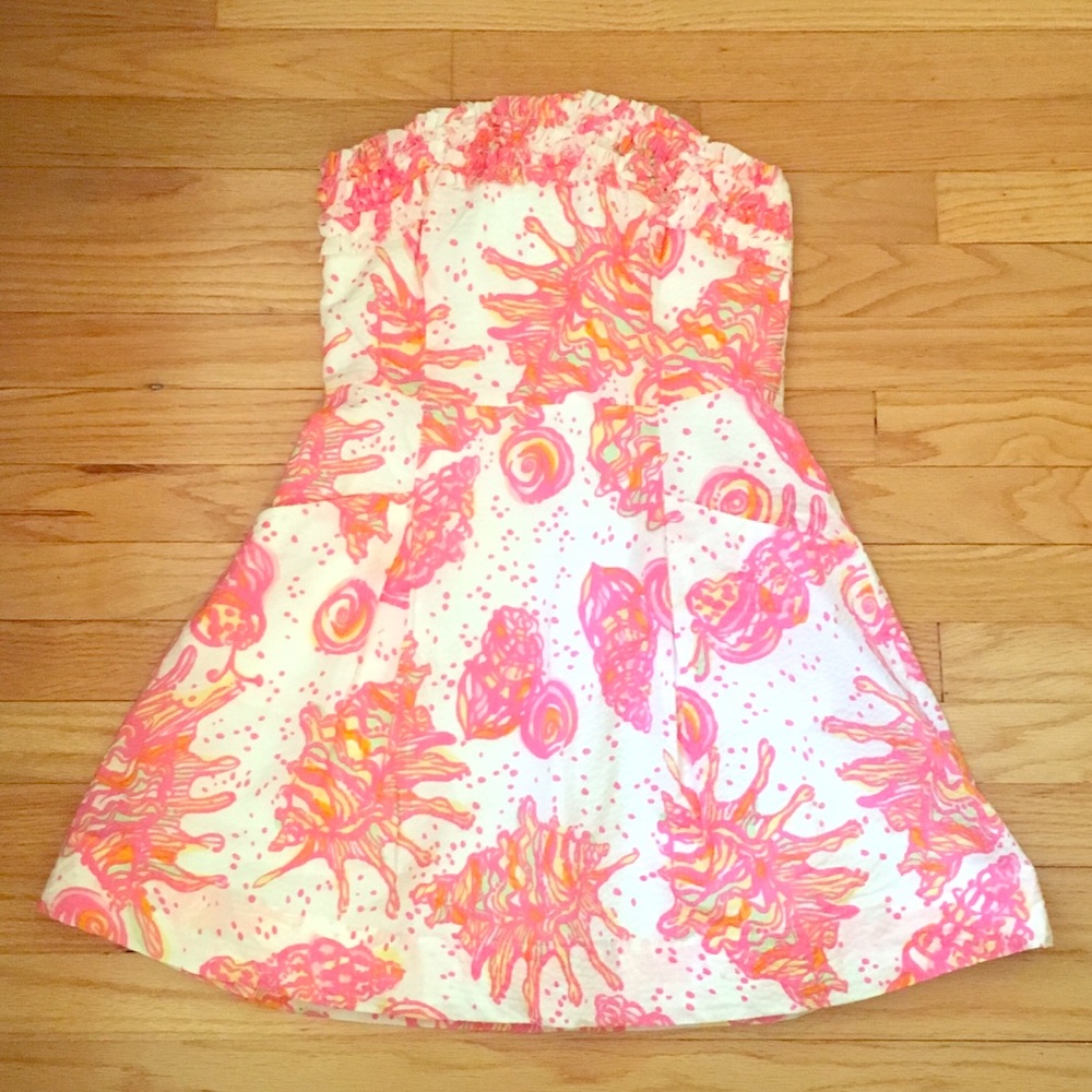 Lilly Pulitzer Strapless Dress Seashell Print